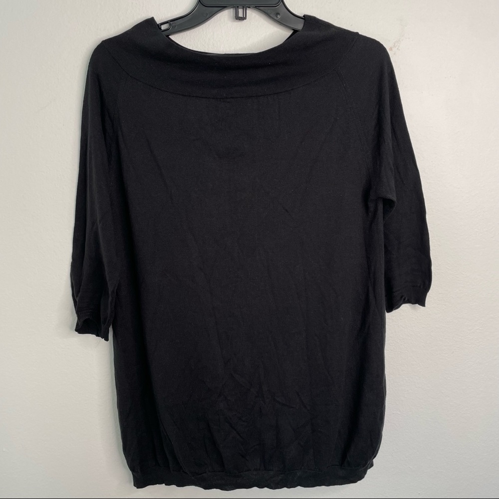 Jarbo Sweater Womens Size 1 Small Black Knit Silk Cashmere Button Back Pullover